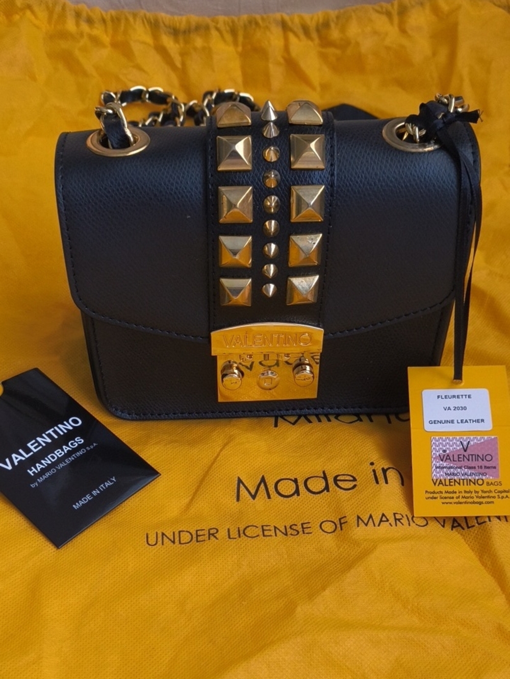 Valentino Black Leather Mini Bag with Gold Studs